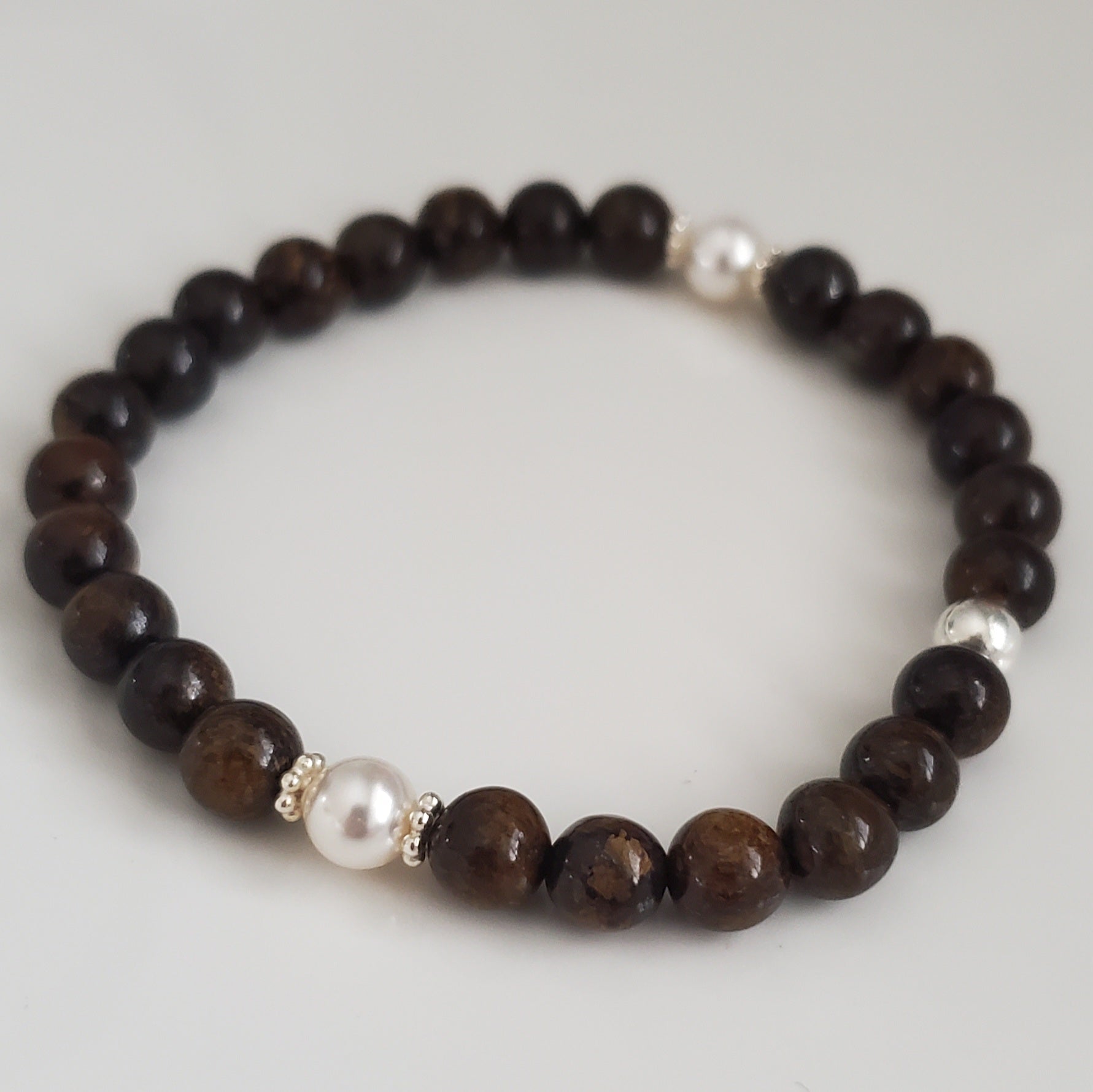 Woodland Grace – Bronzite & Daisy Spacer Bracelet - Plein De Vie Jewelry