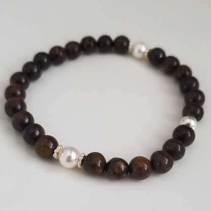 Woodland Grace – Bronzite & Daisy Spacer Bracelet - Plein De Vie Jewelry