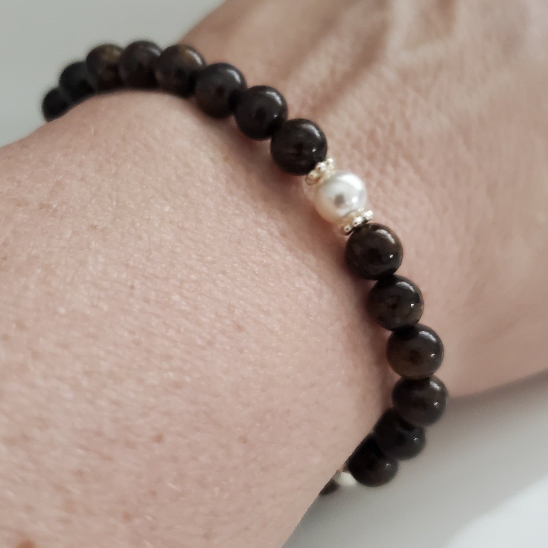 Woodland Grace – Bronzite & Daisy Spacer Bracelet - Plein De Vie Jewelry