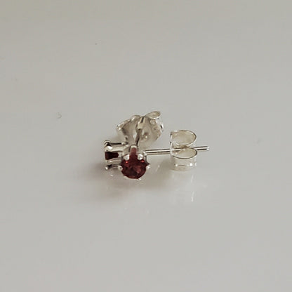 Sterling Silver Sparkle with Garnet Accents: Daily Bling Earrings - Plein De Vie Jewelry