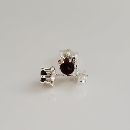 Sterling Silver Sparkle with Garnet Accents: Daily Bling Earrings - Plein De Vie Jewelry