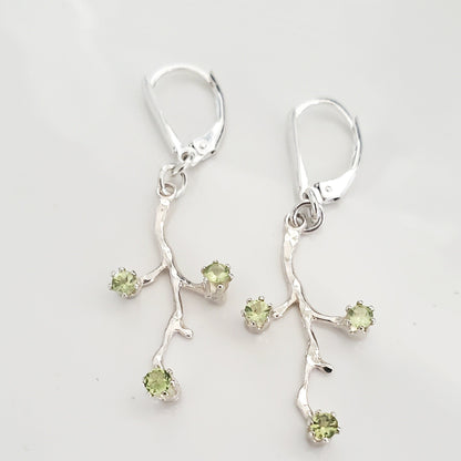 Peridot Branch Earrings Plein De Vie Jewelry