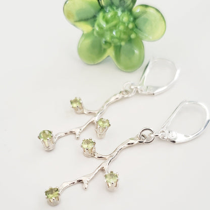 Peridot Branch Earrings Plein De Vie Jewelry