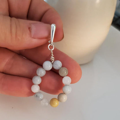 Sterling Silver and Aquamarine Circle Earrings Plein De Vie Jewelry