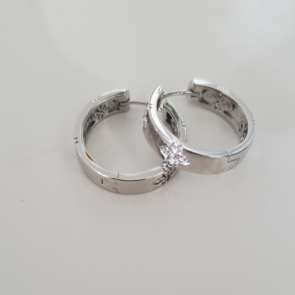 Sterling Silver Rhodium-Plated Hoop Earrings
