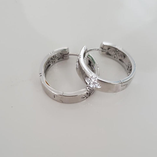 Sterling Silver Rhodium-Plated Hoop Earrings