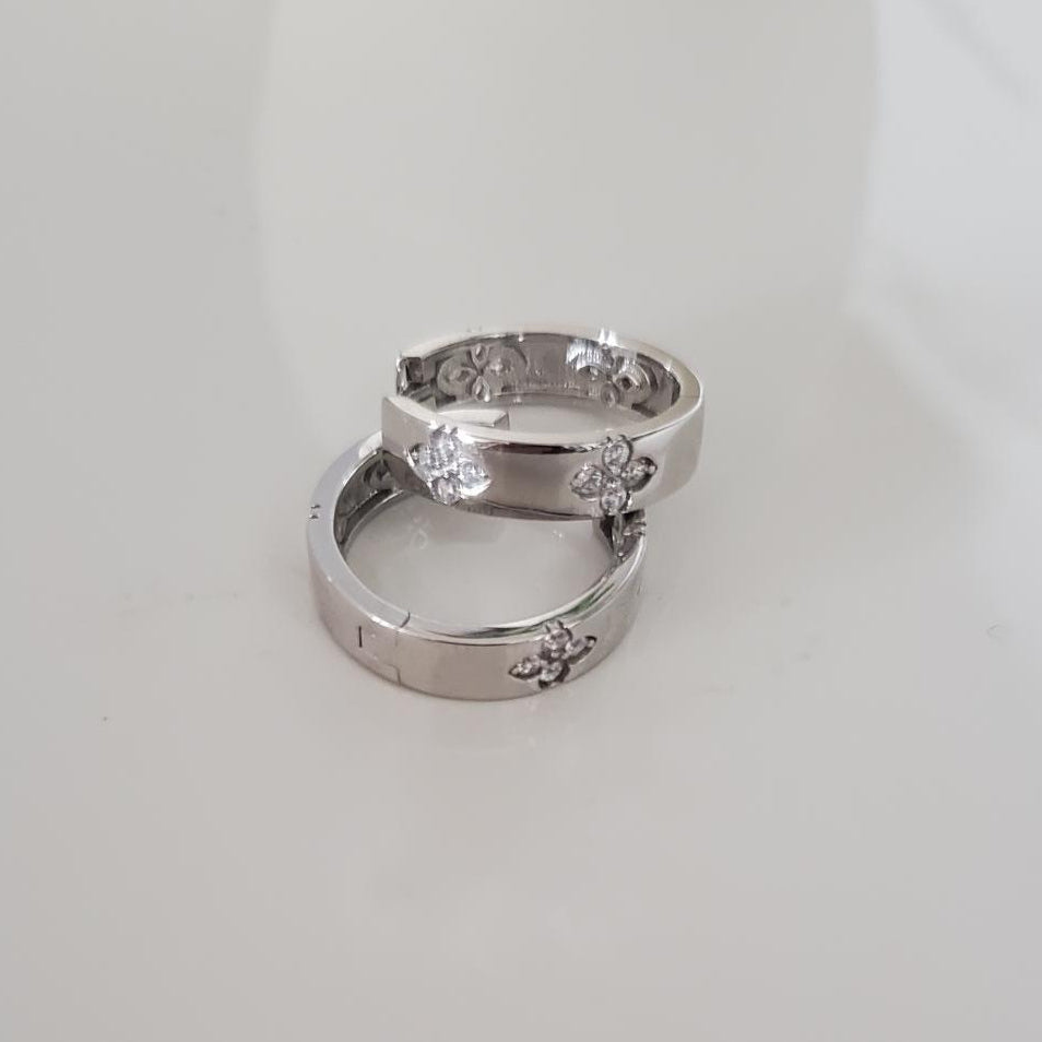 Sterling Silver Rhodium-Plated Hoop Earrings