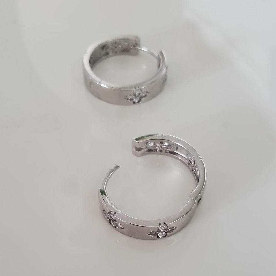 Sterling Silver Rhodium-Plated Hoop Earrings