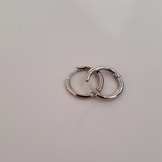 Sterling Silver Rhodium-Plated Huggie Hoop Earrings