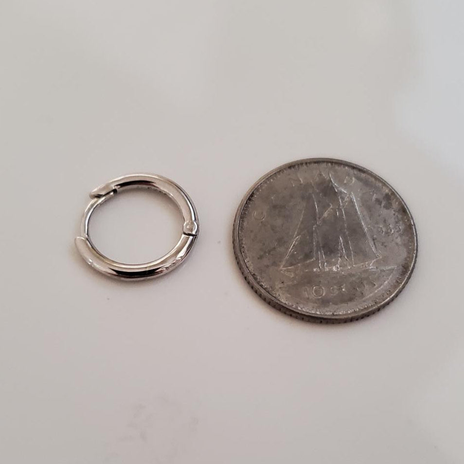 Sterling Silver Rhodium-Plated Huggie Hoop Earrings