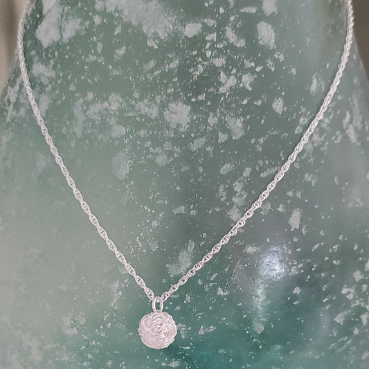 Sterling Silver Wheat Chain with Wire-Wrapped Ball Pendant