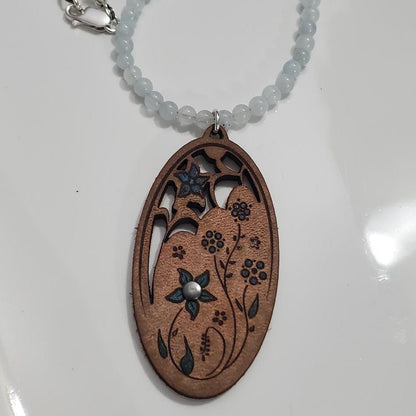 Aquamarine Floral Pendant Necklace Plein De Vie Jewelry