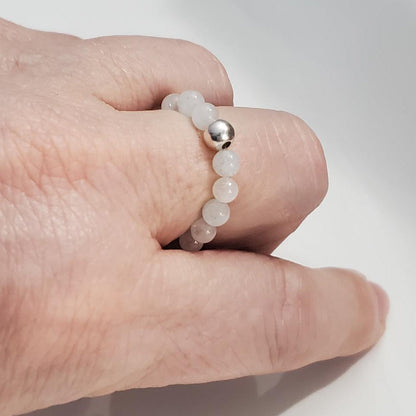 Aquamarine & Sterling Silver Stretch Ring Plein De Vie Jewelry