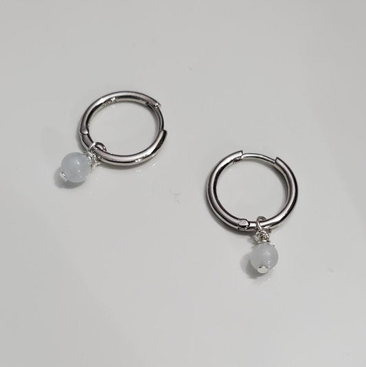 Aquamarine Drop Hoop Earrings Plein De Vie Jewelry