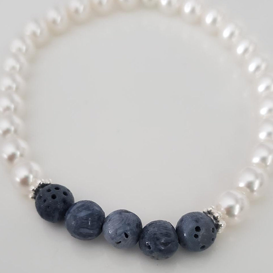 Sterling Silver and Swarovski Pearl Charm Bracelet (Copy) Plein De Vie Jewelry