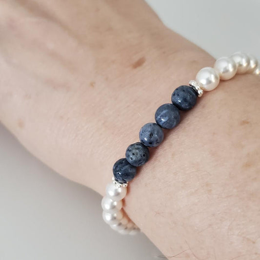 Sterling Silver and Swarovski Pearl Charm Bracelet (Copy) Plein De Vie Jewelry