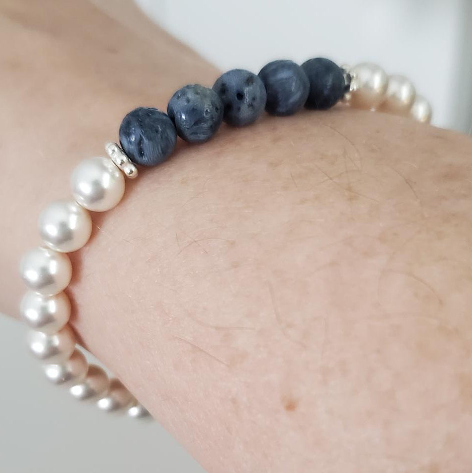 Sterling Silver and Swarovski Pearl Charm Bracelet (Copy) Plein De Vie Jewelry