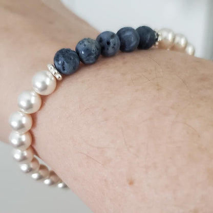 Sterling Silver and Swarovski Pearl Charm Bracelet (Copy) Plein De Vie Jewelry