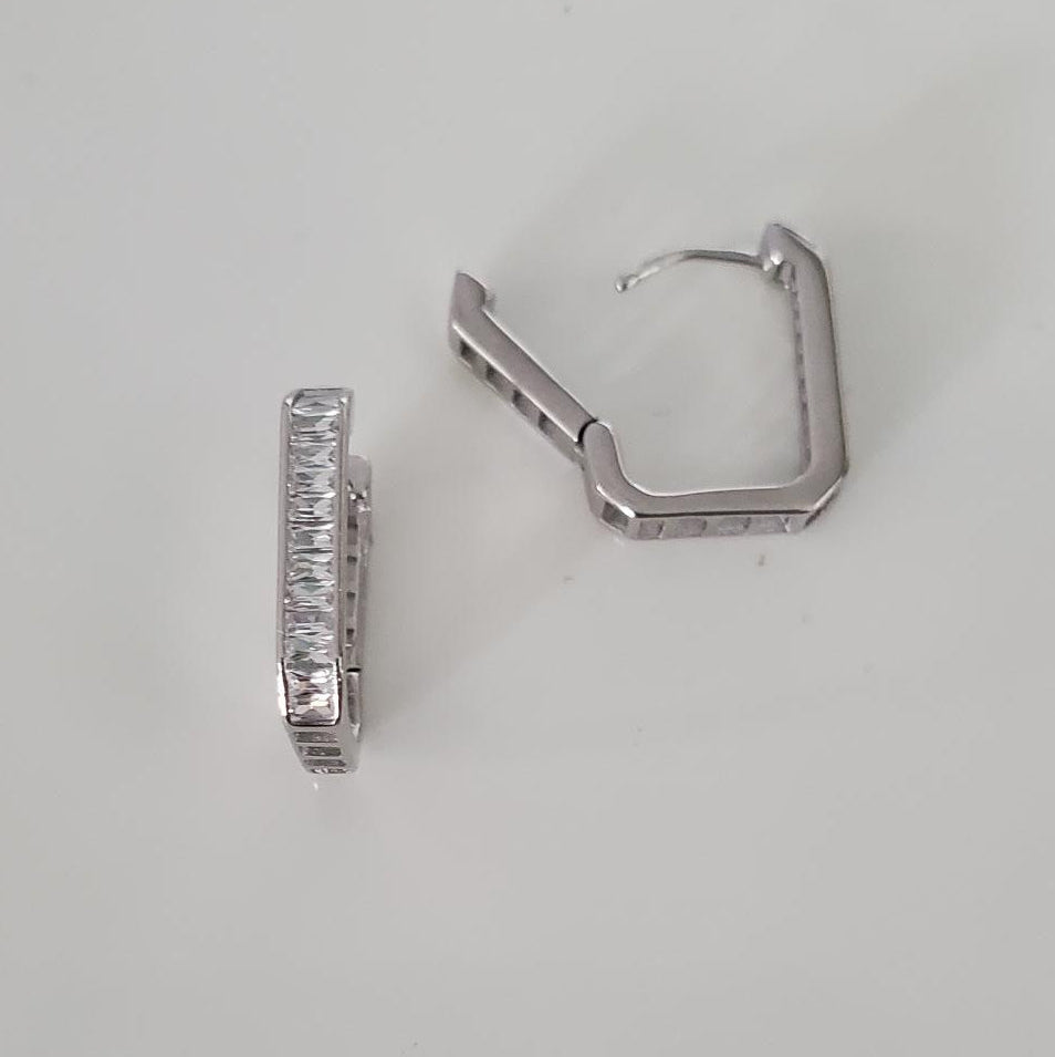 Timeless Sparkle Rectangular Hoop Earrings Plein De Vie Jewelry