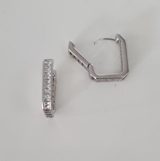 Timeless Sparkle Rectangular Hoop Earrings Plein De Vie Jewelry