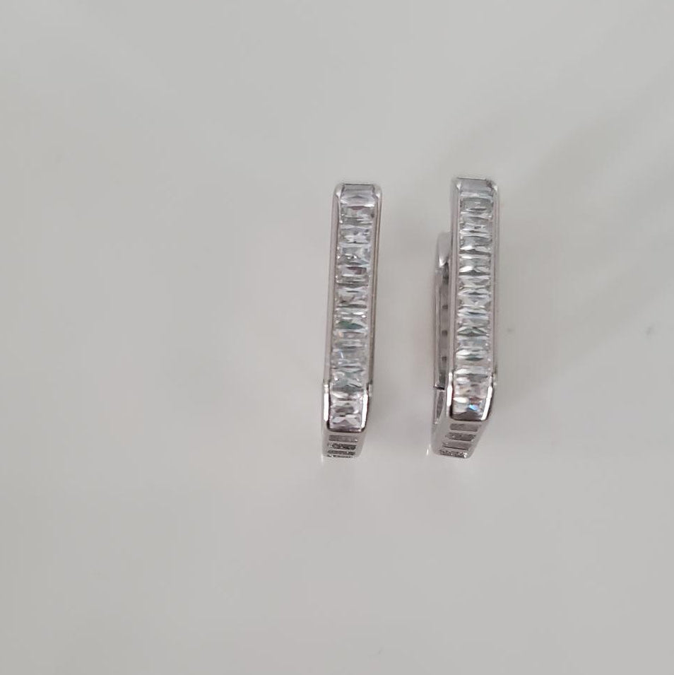 Timeless Sparkle Rectangular Hoop Earrings Plein De Vie Jewelry