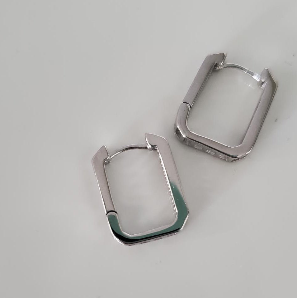 Timeless Sparkle Rectangular Hoop Earrings Plein De Vie Jewelry
