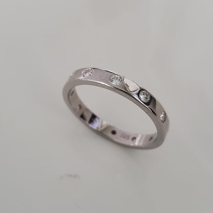Timeless Flush Set CZ Sterling Silver Ring Plein De Vie Jewelry