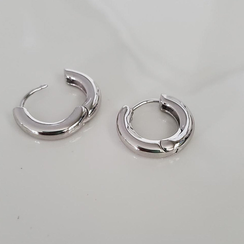 Classic Sterling Silver Rhodium Hoop Earrings — 16mm Plein De Vie Jewelry