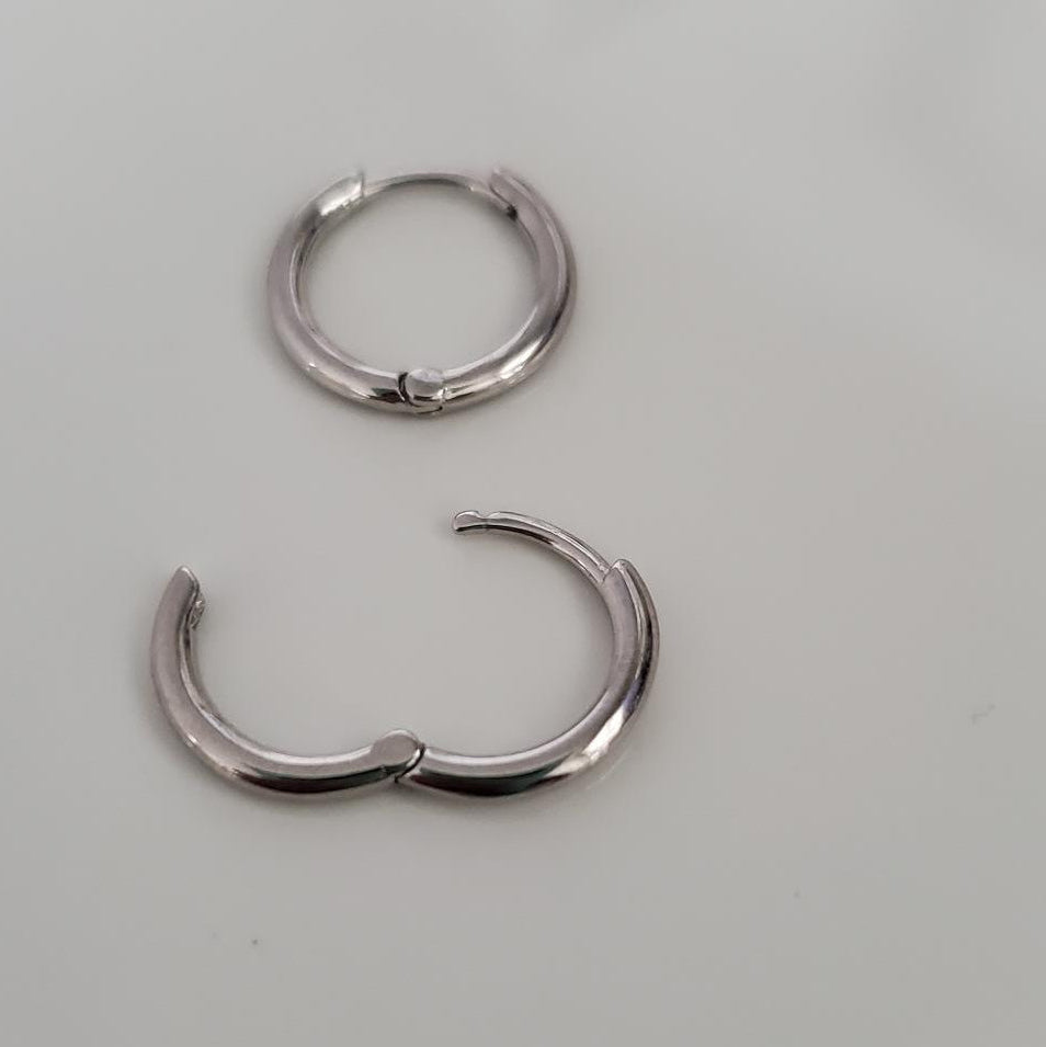 Classic Sterling Silver Rhodium Hoop Earrings — 16mm (Copy) Plein De Vie Jewelry