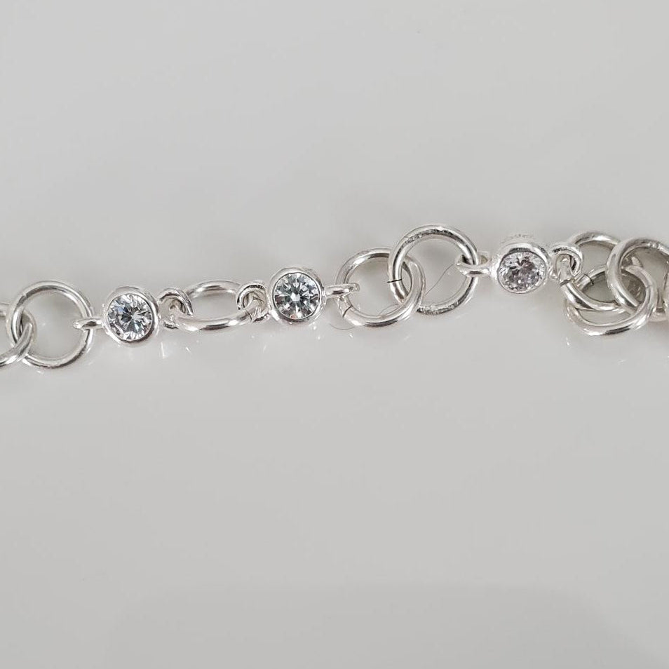 Sterling Silver Crystal Link Bracelet with Magnetic Clasp Plein De Vie Jewelry