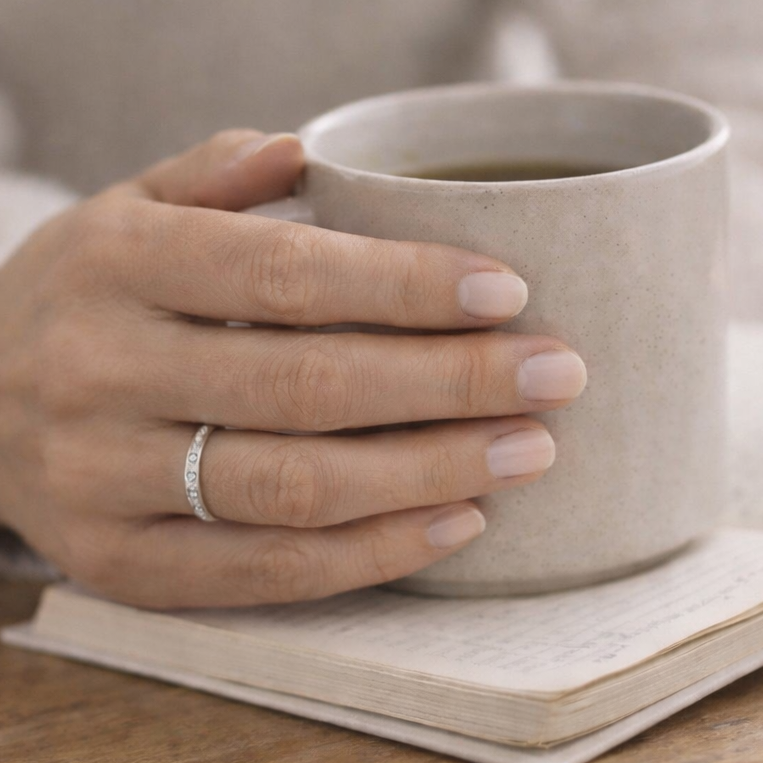 Timeless Flush Set CZ Sterling Silver Ring Plein De Vie Jewelry