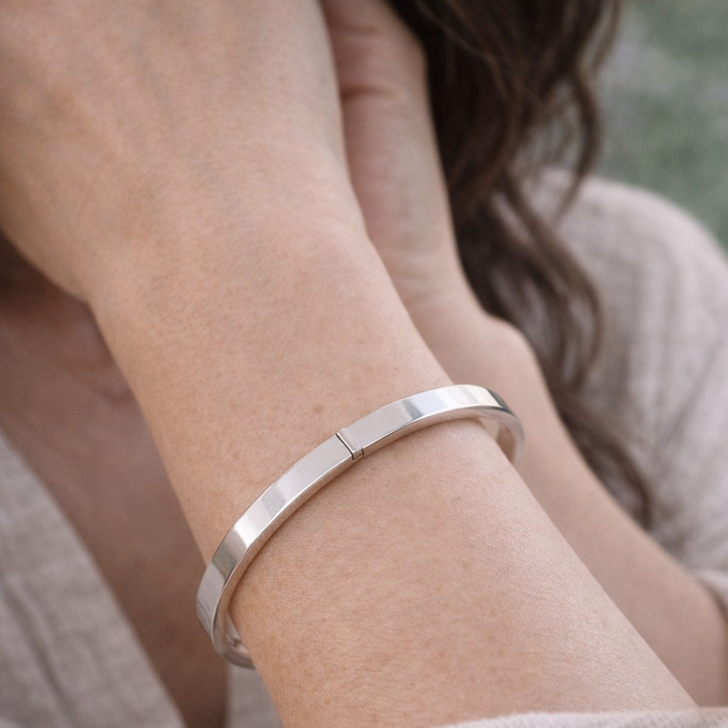 Timeless Sterling Silver Flat Bangle Bracelet Plein De Vie Jewelry