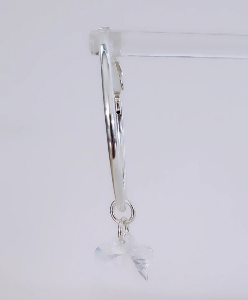 14mm Swarovski Crystal Flower Sterling Silver Hoop Charms