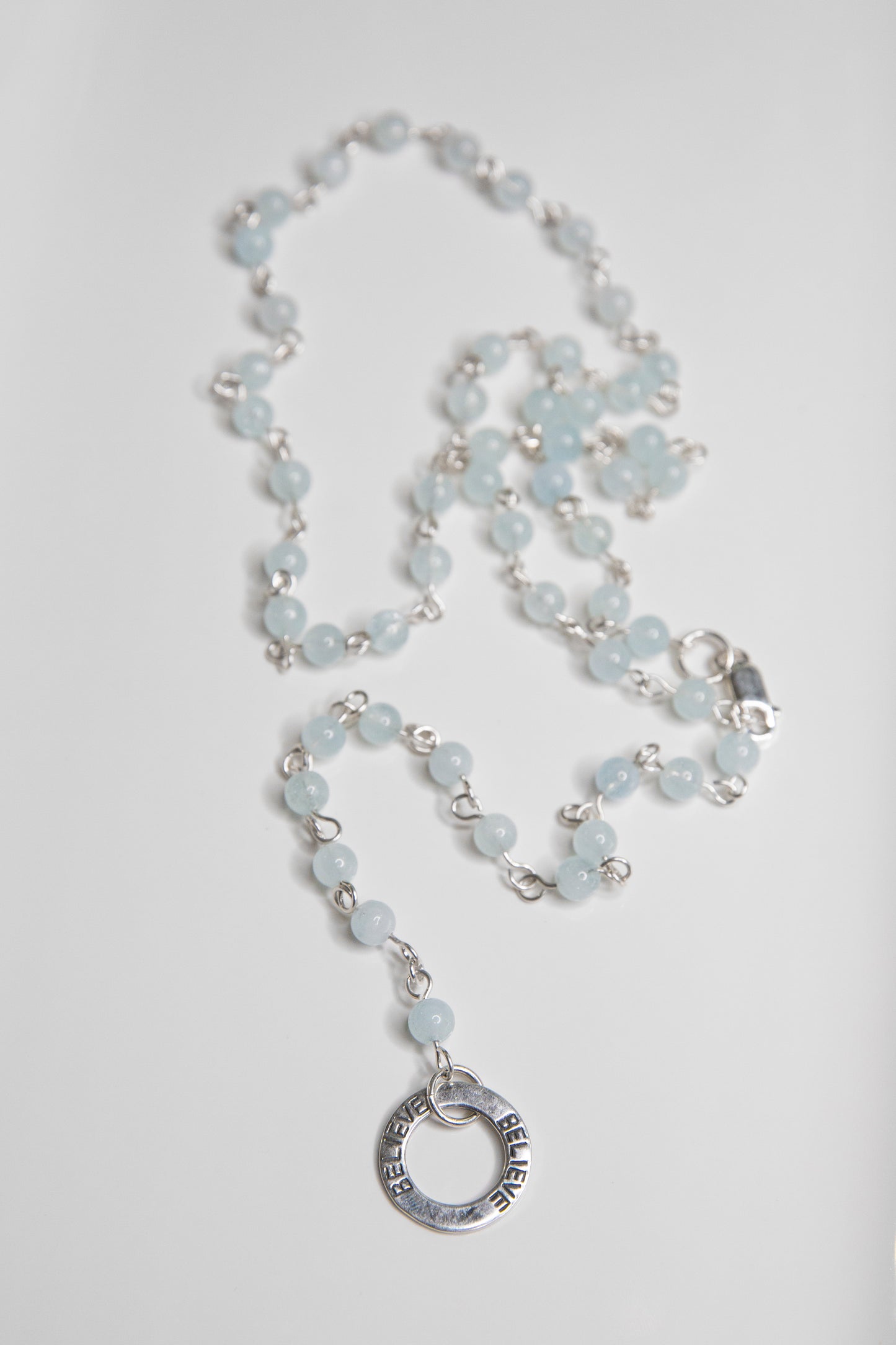 Sterling Silver Aquamarine Necklace BELIEVE