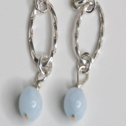 Introducing my Sterling Silver Aquamarine Oval Link Leverback Earrings: a blend of aquamarine's softness with textured silver links. Versatile for any occasion, they add elegance to everyday wear and charm to formal attire. Ideal as a thoughtful gift or a serene addition to your jewelry collection, they embody peace and tranquility with every wear.