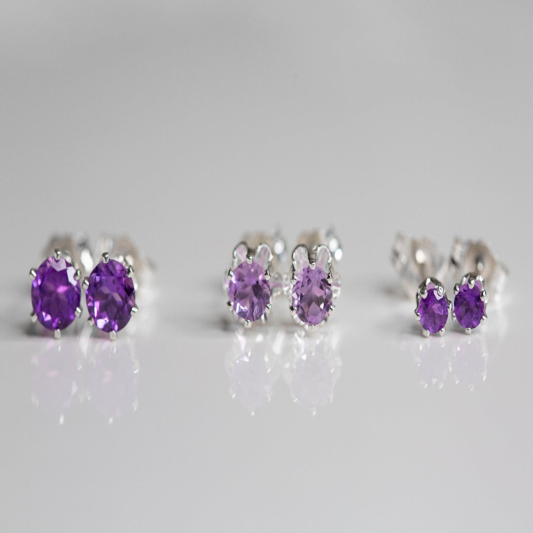 Sterling Silver Amethyst Gemstone Daily Bling Earrings