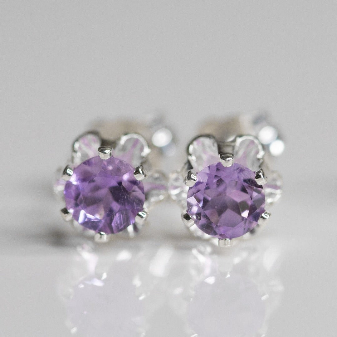 Sterling Silver Amethyst Gemstone Daily Bling Earrings