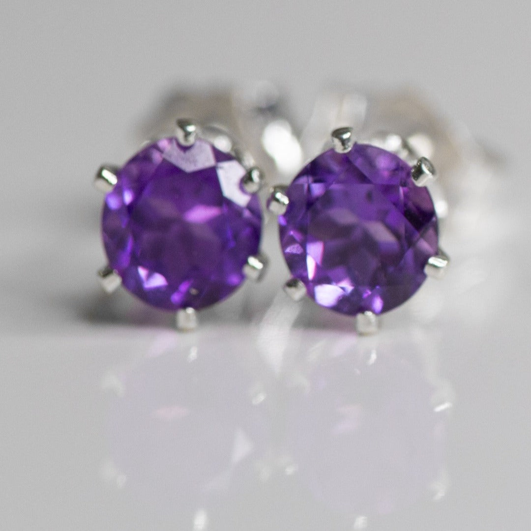 Sterling Silver Amethyst Gemstone Daily Bling Earrings