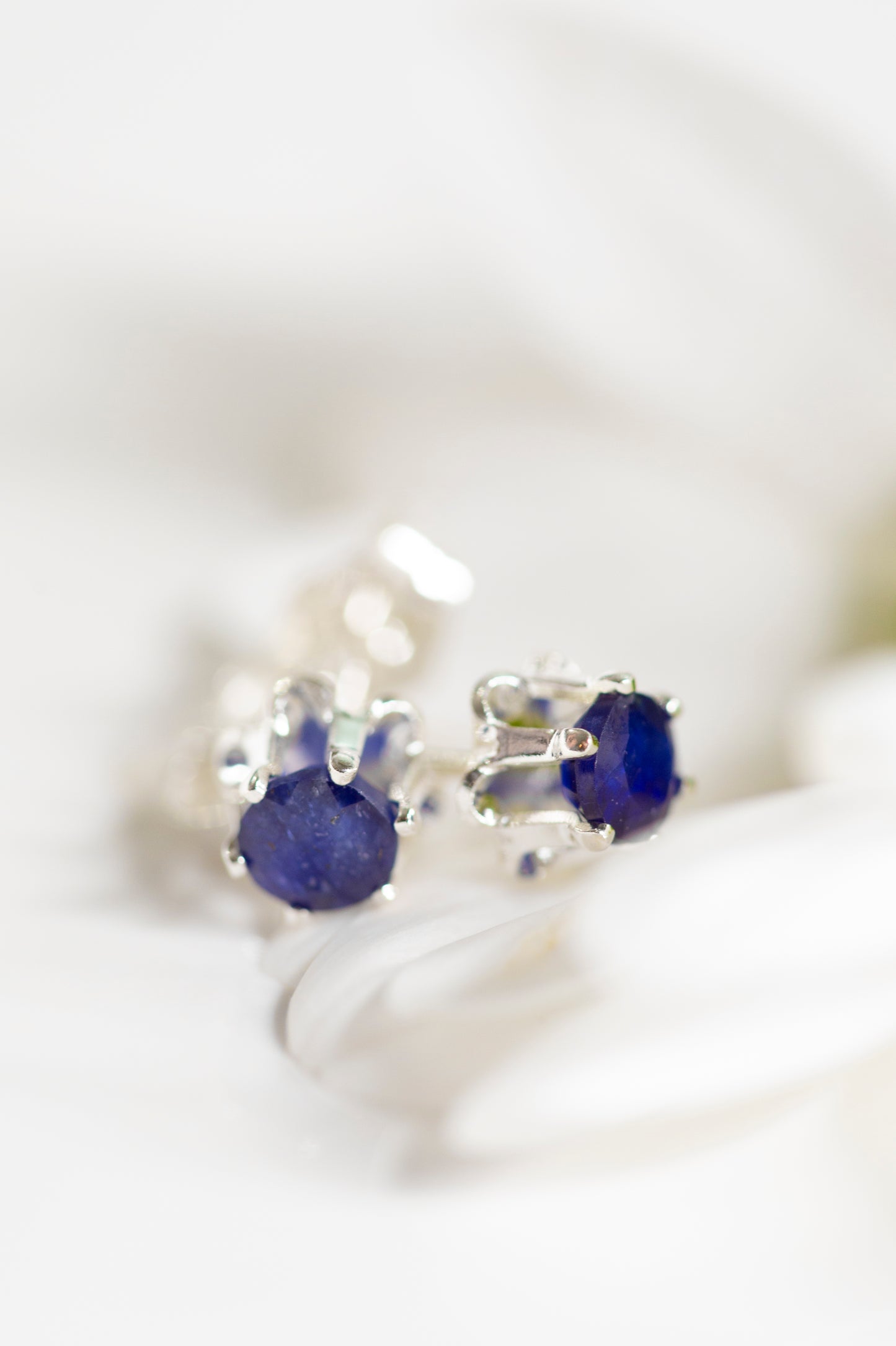 Sterling Silver Sapphire Gemstone Post Earrings