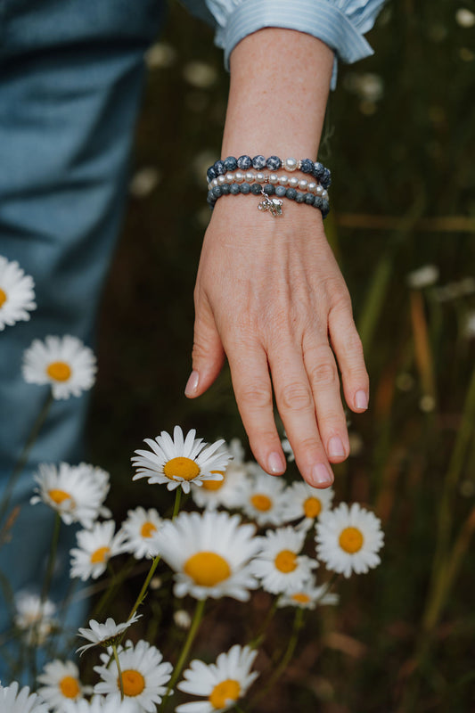 Serene Navy Rain Flower Bracelet