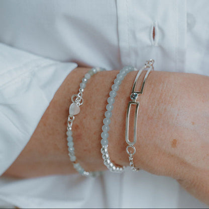 Sterling Silver and Aquamarine Bead Bracelet Plein De Vie Jewelry