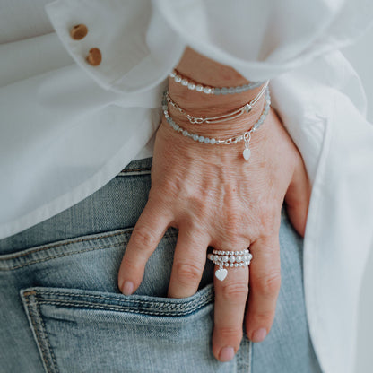 Iridescent Grey Pearl Stretch Ring Plein De Vie Jewelry