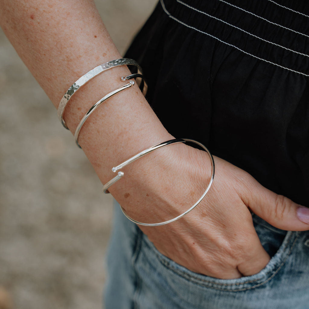 Radiant Dual Gemstone Round Cuff Bracelet