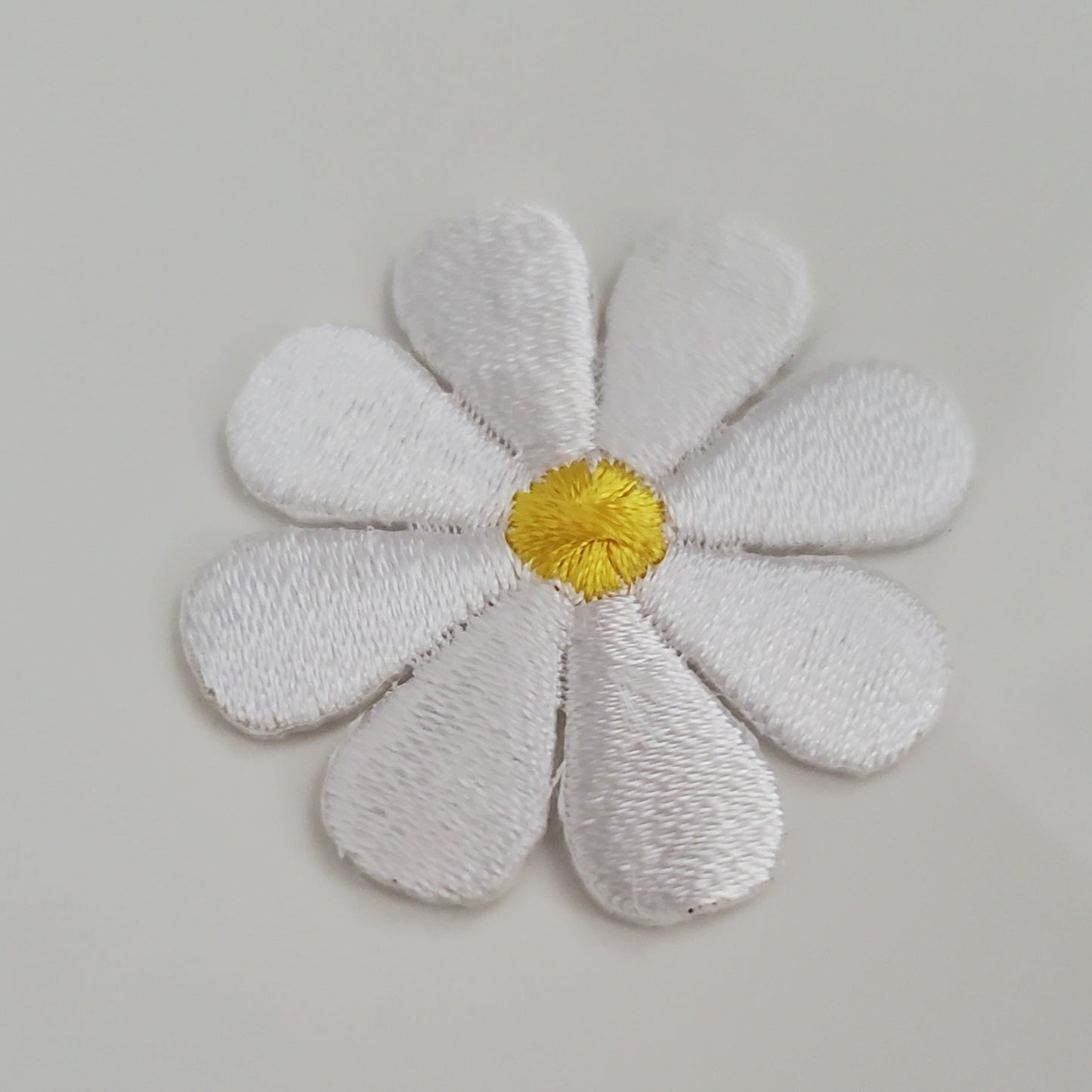 White Daisy Flower Iron On Patch