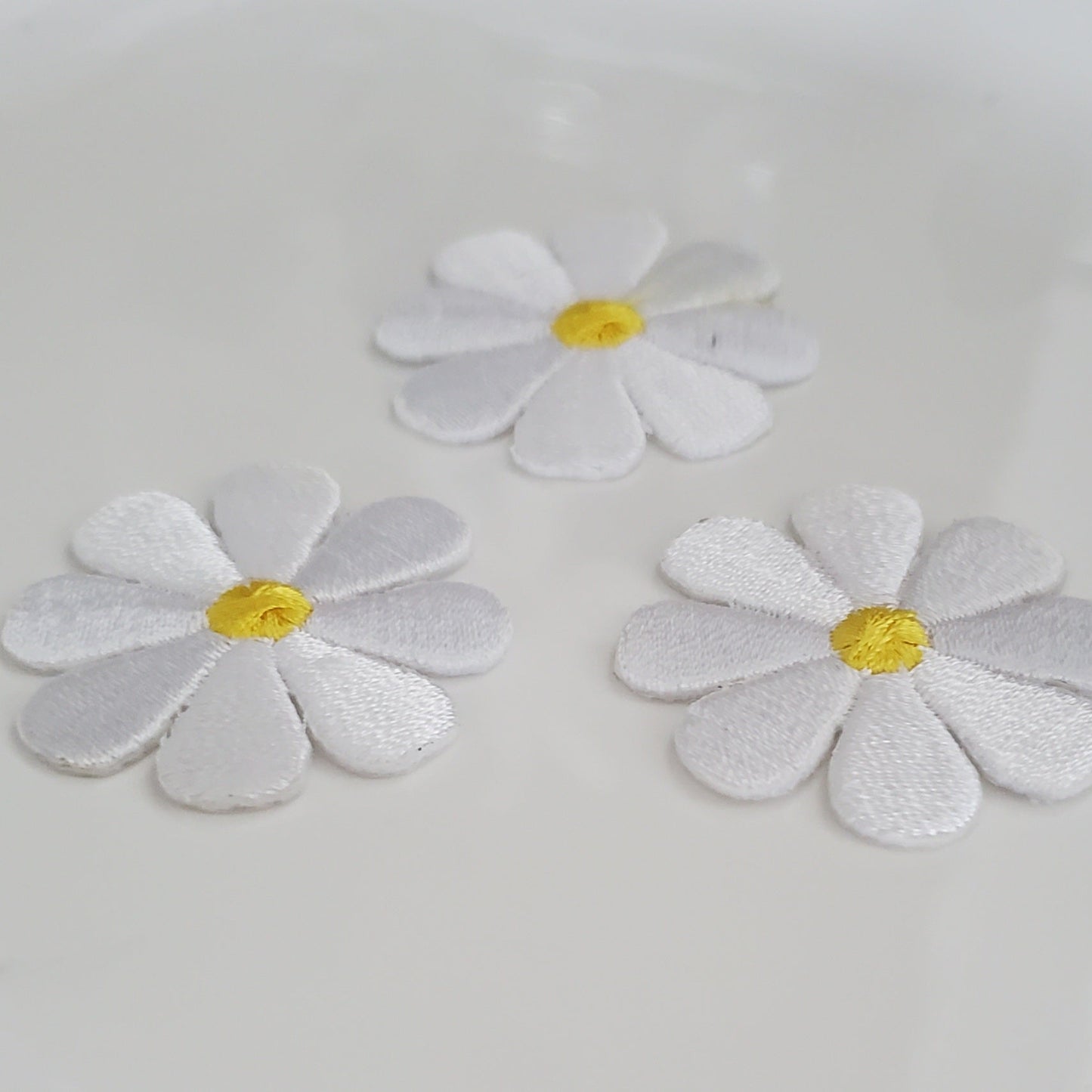 White Daisy Flower Iron On Patch