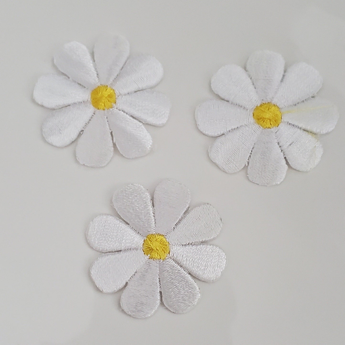 White Daisy Flower Iron On Patch