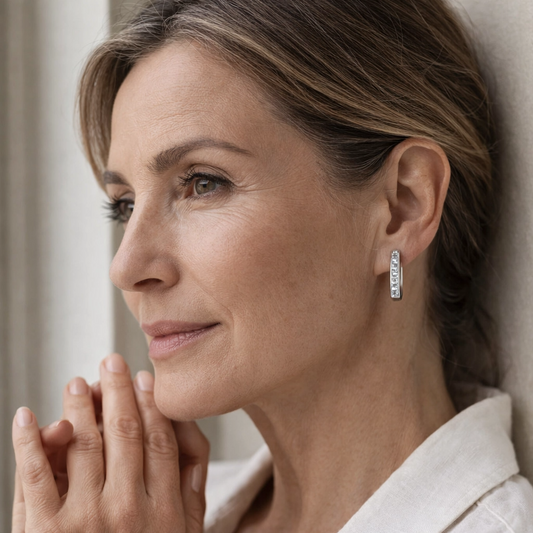 Timeless Sparkle Rectangular Hoop Earrings Plein De Vie Jewelry