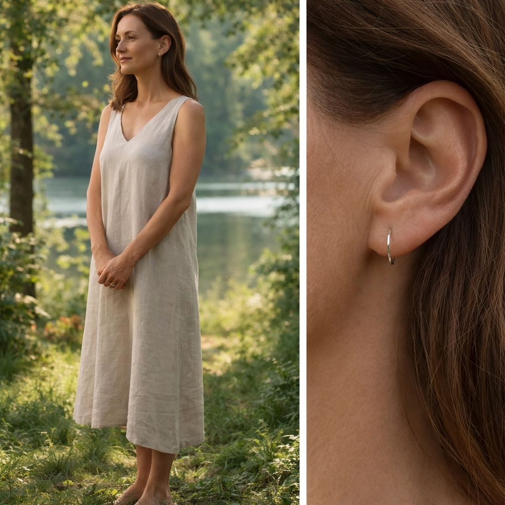 Delicate Sterling Silver Rhodium Huggie Hoop Earrings — 11.5mm Plein De Vie Jewelry