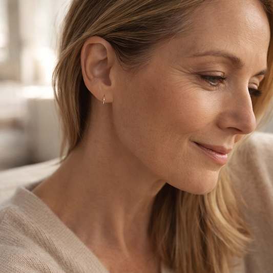 Delicate Sterling Silver Rhodium Huggie Hoop Earrings — 11.5mm Plein De Vie Jewelry