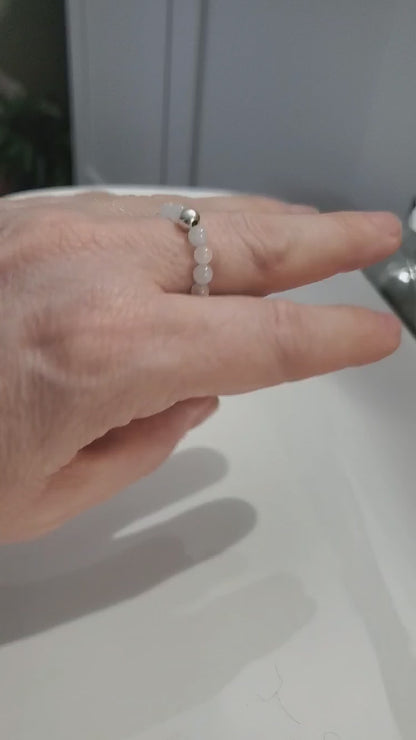video of Aquamarine & Sterling Silver Stretch Ring Plein De Vie Jewelry moving hand around